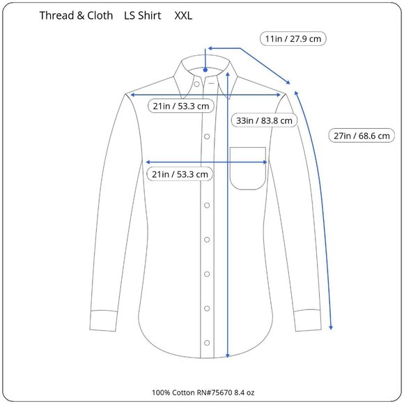 Thread and Cloth Men’s Collared Long Sleeve Shirt Button Up Gray White Size XXL - Picture 6 of 6